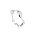 Minimalist 925 sterling silver irregular wavy open ring with high polished finish - Adjustable Open / White Gold