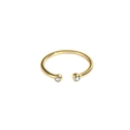 Minimalistischer S925 Silberring vergoldet mit zwei funkelnden Zirkonia-Steinen in Zargenfassung - Einstellbar Offen / Gold