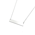 Minimalistische S925 Sterling Silber Halskette mit poliertem rechteckigem Anhänger - Klein / Weißgold