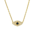 Elegante collana in argento S925 dorato con ciondolo occhio blu e cristalli bianchi - Argento Sterling 925 Completo / Oro