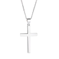 Collana con ciondolo a croce in argento sterling S925 lucido con catena a maglie sottili per unisex - Pendaglio con catena a O da 40+5cm