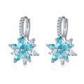 Elegant S925 sterling silver snowflake earrings with blue marquise cut zircon stones - 925 Silver / Sky Blue