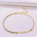 Pulsera ajustable de plata S925 bañada en oro con circonitas brillantes y eslabones de clip - Dorado