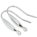 Kidney shaped S925 sterling silver earring hooks with loop for jewelry making - 925 Silver / White Gold
