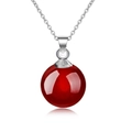 Minimalist S925 sterling silver necklace featuring a round red agate stone pendant - 925 Silver / 10mm / 10mm Red Pendant Only (Without Chain)