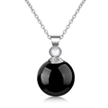 Macro view of minimalist S925 silver necklace with a polished black onyx bead pendant - 925 Silver / 12mm / 12mm Black Pendant Only (Without Chain)