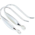 Polished S925 sterling silver ear hooks with bottom loop for DIY pearl jewelry - 925 Silver / Plain Silver (Unplated)
