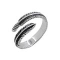 Vintage oxidierter S925 Sterlingsilber Federring mit verstellbarem offenem Band - Einstellbar Offen / Antik Silber