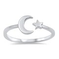Minimalistische S925 sterling zilveren maan en ster ring, verstelbare band voor vrouwen - Verstelbaar Open / Witgoud