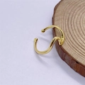 Minimalist S925 sterling silver open ring featuring an elegant 3D golden wave design - Adjustable Open / Gold