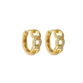 Pendientes huggie de eslabones cubanos en plata S925 bañada en oro con circonitas - Plata 925 / Dorado