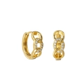 S925 Sterling Silber 18K vergoldete Creolen mit funkelndem CZ Ketten-Design für Damen - 925er Silber / Gold