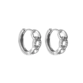 Vista detallada de los pendientes de aro en plata S925 con piedras de circonita brillantes - Plata 925 / Oro Blanco