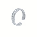 Offener Ring aus S925 Sterlingsilber mit unregelmäßiger Lavatextur im Liquid-Look - Einstellbar Offen / Weißgold