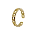 S925 sterling silver hollow chain open ring in gold finish shown on white background - Adjustable Open / Gold