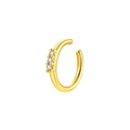 Minimalist S925 sterling silver ear cuff in gold with three inlaid zircon stones - Gold