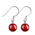 Orecchini a gancio in argento S925 con perle sferiche di agata rossa lucida - Agata Rossa da 8mm