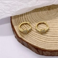 Sparkling S925 sterling silver hoop earrings with pavé cubic zirconia on wood background - 925 Silver / Gold