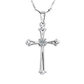 Classic 925 sterling silver cross pendant necklace with a brilliant round white diamond stone - 925 Silver / White Rhinestone Pendant Only (Without Chain)
