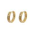 Polished golden S925 sterling silver hoop earrings with a trendy chain link texture - 925 Silver / Gold