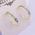 Elegante goudkleurige S925 zilveren oorknopjes met fonkelende blauwe marquise edelstenen - 925 zilver / Blauw