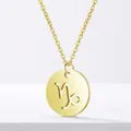 Detail of gold 925 sterling silver hollow Capricorn constellation pendant on fine chain - Capricorn / 925 Silver