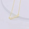 Elegant gold S925 sterling silver necklace featuring a rectangular bar pendant with cubic zirconia - 925 Silver / Gold