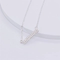 Minimalist S925 sterling silver necklace with sparkling rectangular crystal pendant - 925 Silver / White Gold