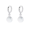 Orecchini a cerchio vintage in argento S925 con pendenti tondi in pietra occhio di gatto - Argento Sterling 925 8mm / Oro Bianco