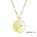 Detail of a 925 sterling silver Sagittarius zodiac pendant necklace in golden finish - Sagittarius / 925 Silver