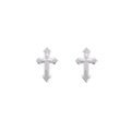 Pendientes de cruz de plata de ley S925 pulida con diseño de textura de relieve gótico - Platino