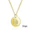 Detail of gold Virgo zodiac pendant with engraved astrological symbol on cross chain - Virgo / 925 Silver