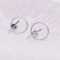 Minimalistische S925 Sterling Silber geometrische Kreis und Stab Ohrstecker für Damen - 925er Silber / Platin