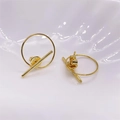 Minimalistische S925 Sterling Silber geometrische Ring und Stab Ohrstecker in Gold - 925er Silber / Gold