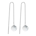 Orecchini a catenella in argento sterling S925 con perle di pietra occhio di gatto - Argento 925 Pietra Occhio di Gatto da 8mm / Oro Bianco