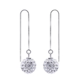 S925 sterling zilveren lange doortrek oorbellen met glinsterende kristallen bollen - 925 Sterling Zilver 8mm Bal / Witgoud