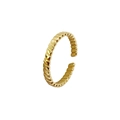 Minimalistischer S925 Sterling Silber Ring mit goldener Vintage Streifenstruktur - Einstellbar Offen / Gold
