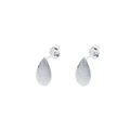 Close-up of S925 sterling silver teardrop studs featuring a brushed matte texture finish - 925 Silver / Silver