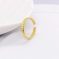 Minimalistischer S925 Sterlingsilber Ring mit goldener geflochtener Textur, offen - Einstellbar Offen / Gold