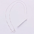 Polished S925 sterling silver rectangular bar pendant necklace with box chain for women - 925 Silver / White Gold