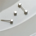 Minimalistische S925 Sterlingsilber Würfel Ohrstecker mit poliertem Spiegel-Finish - 925er Silber / Weißgold