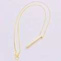Minimalist S925 sterling silver gold bar necklace with rectangular pillar pendant - 925 Silver / Gold