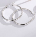 Γυαλισμένα ασημένια σκουλαρίκια S925 sterling με μεγάλο μινιμαλιστικό σχέδιο κρίκου - Ασήμι 925 / Λευκόχρυσο