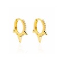 S925 Sterling Silber Spike Huggie Ohrringe mit Zirkonia Steinen in 18K Gold - 925er Silber / Gold