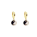 Orecchini a cerchio in argento S925 dorato con ciondoli yin yang neri e bianchi minimal - Argento 925 / Oro