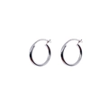 Pendientes de aro de plata de ley S925 pulida con estilo minimalista para hombres y mujeres - Plata de Ley 925 Diámetro Exterior 16mm / Oro blanco
