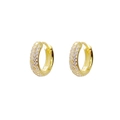 S925 Sterling Silber Gold Huggie Ohrringe mit drei Reihen Zirkonia Pavé-Fassung - Vollständiges S925 Sterling Silber / Gold