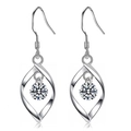 Orecchini a goccia in argento S925 con una brillante pietra di zirconia tonda - Argento Sterling S925 Completo / Oro Bianco