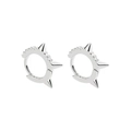 S925 Sterling Silber Punk Creolen mit geometrischen Spikes und funkelnden Zirkonia-Steinen - 925er Silber / Weißgold