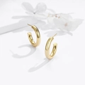 Eleganti orecchini a cerchio a C placcati in oro con un design cavo minimalista - Argento 925 / Oro